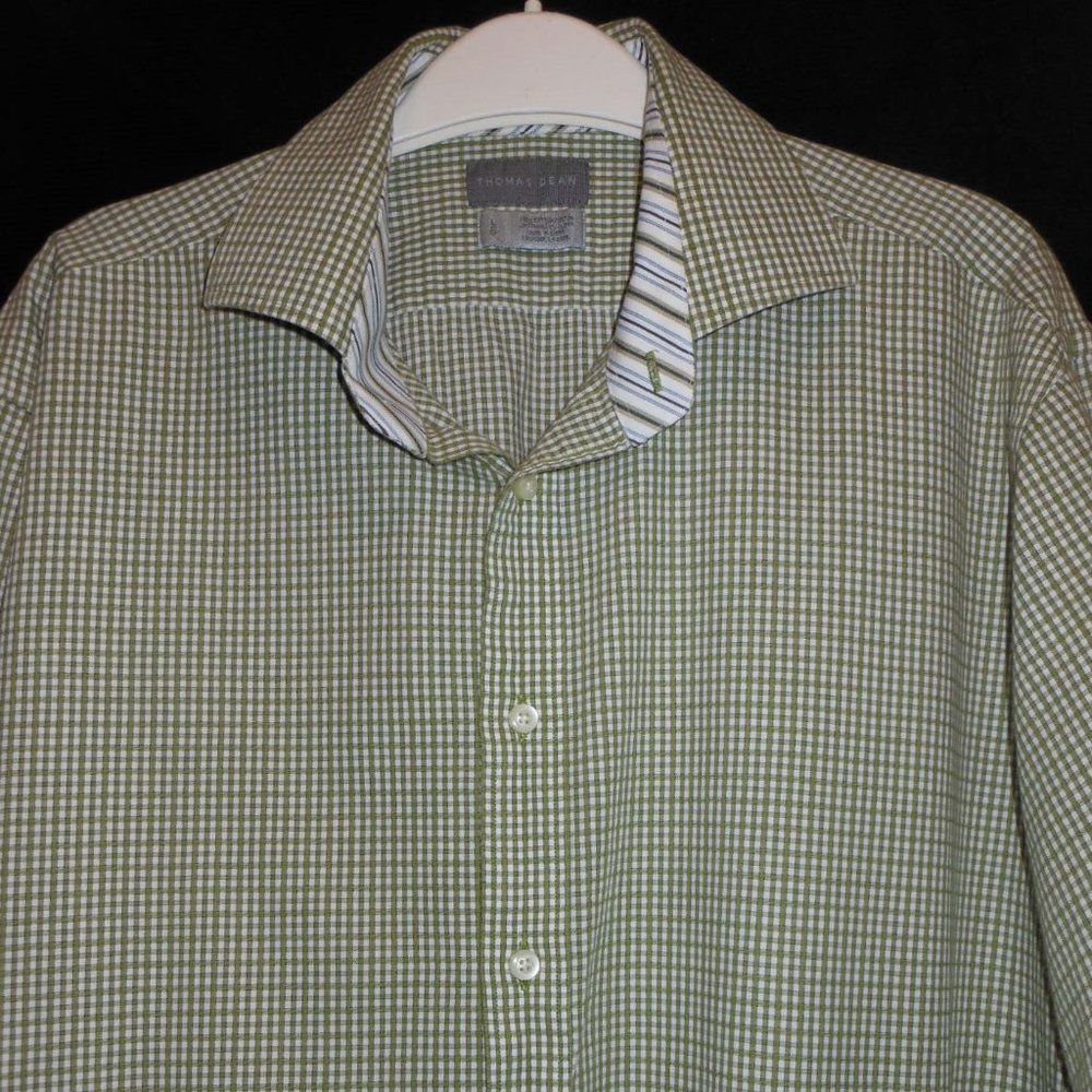 Thomas Dean micro plaids men's dress shirt